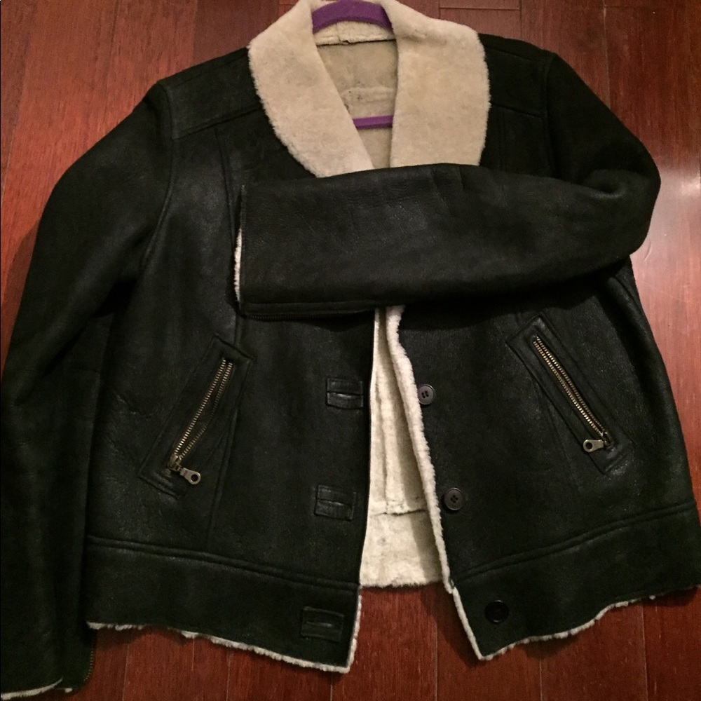 Black Shearling Jacket Size 12 - image 1